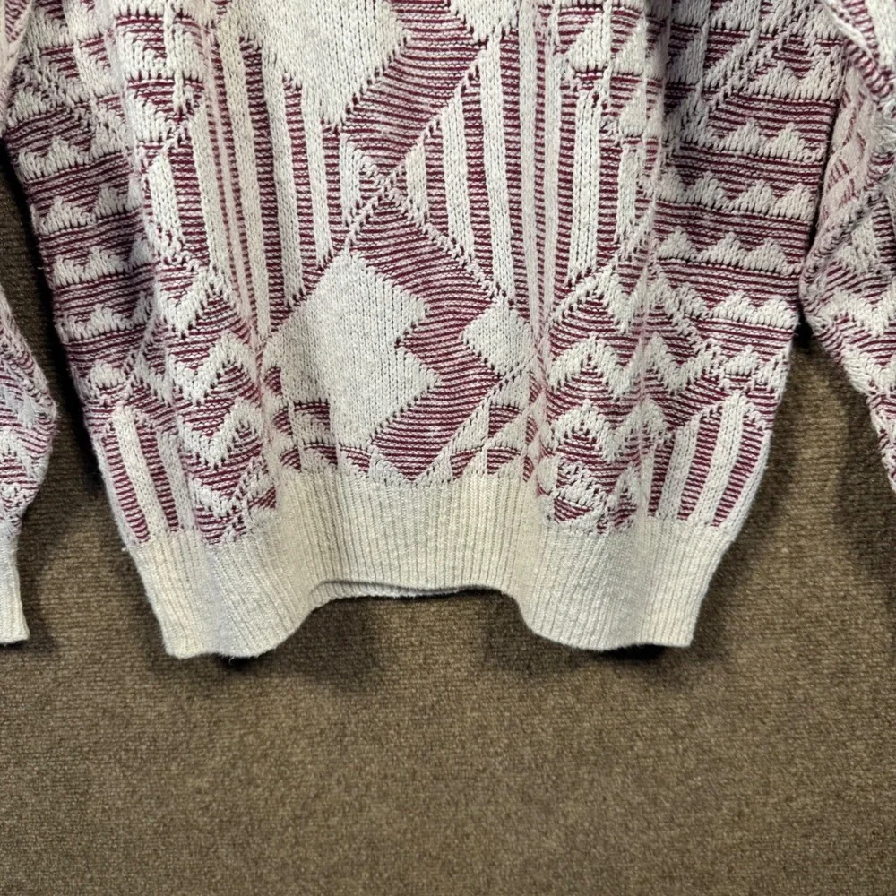Vintage 90s Heavyweight Knit Crewneck Size Medium Men Geometric Jacquard Pattern